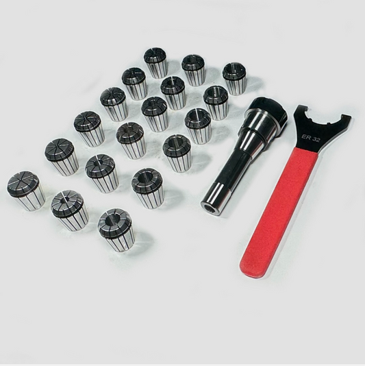 ER32 Collet Set with R8 Chuck — 11pc Metric Kit for Mills